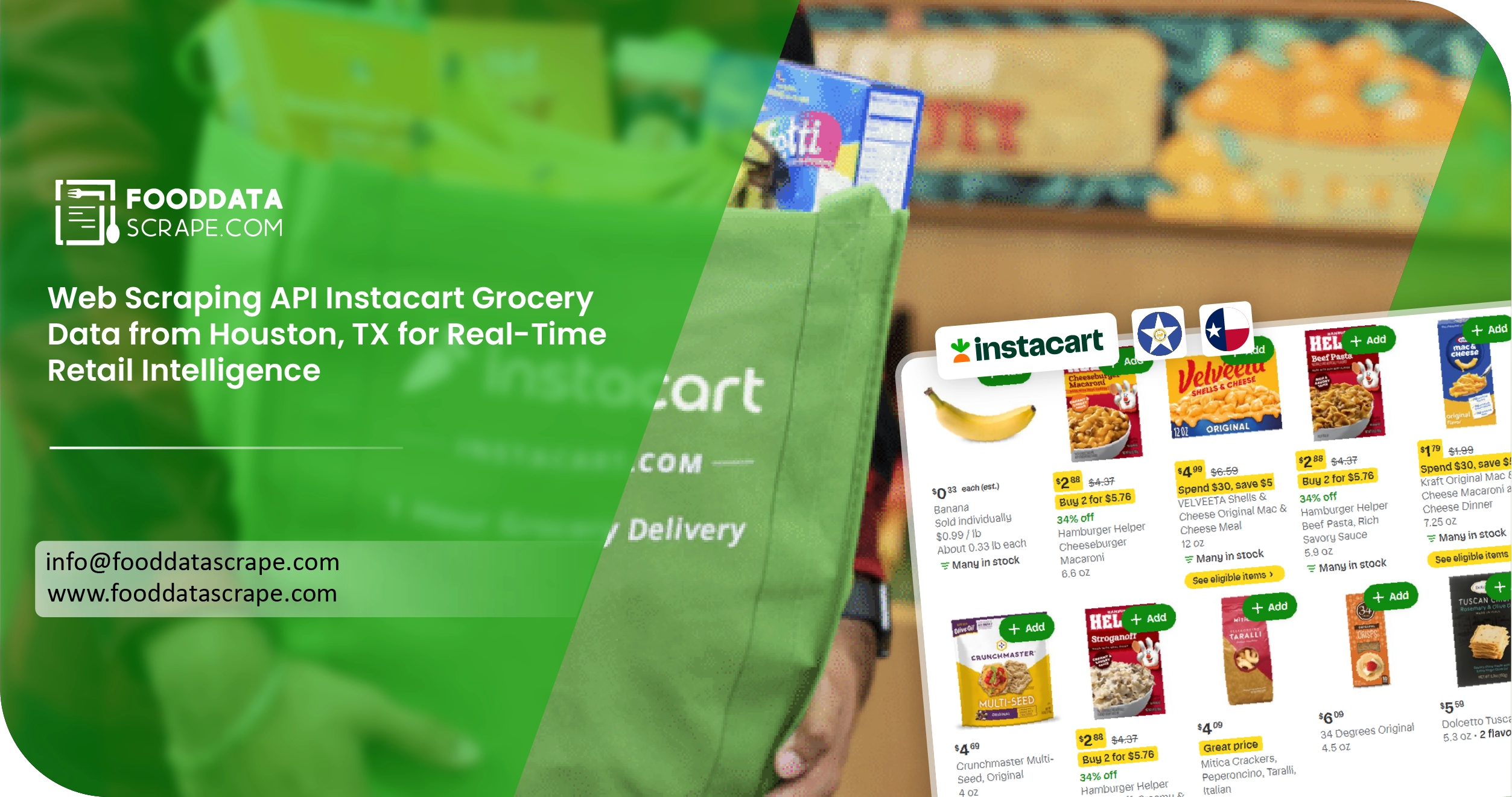 Instacart Grocery Data Scraping API - Houston, TX